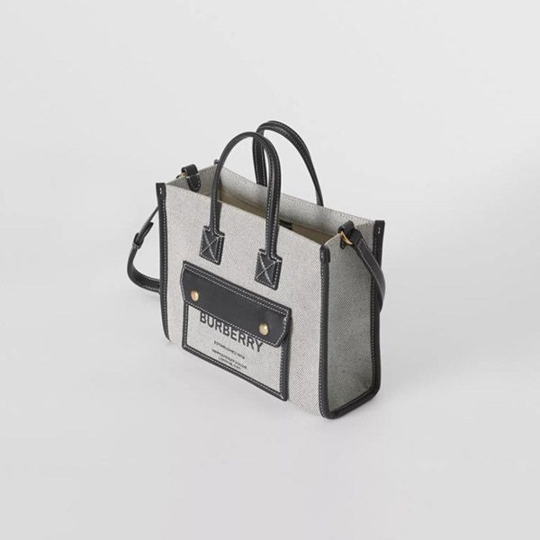 バーバリー トートバッグ 偽物★ミニ ツートン キャンバス&レザー フレヤバッグ 80441421